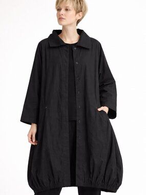 Kaliyana Black Cocoon Tunic Jacket 100% Cotton Size 2 Oversized